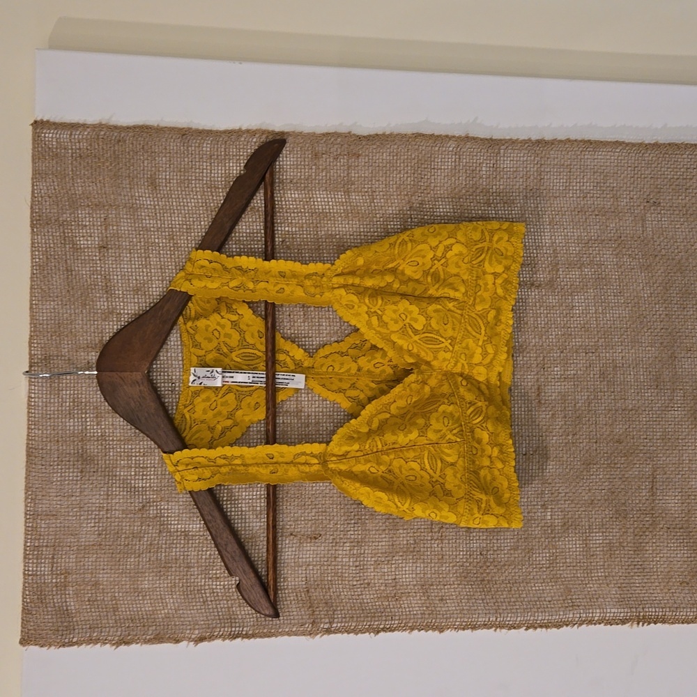 Free people lace bralette golden mustard yellow. Size small